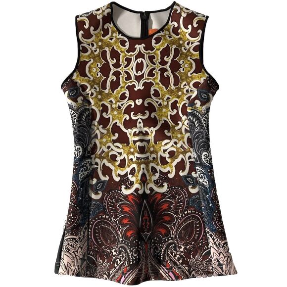 Clover Canyon Cossack Top Blouse Floral Paisley Neoprene Scuba Peplum St… - Picture 2 of 4